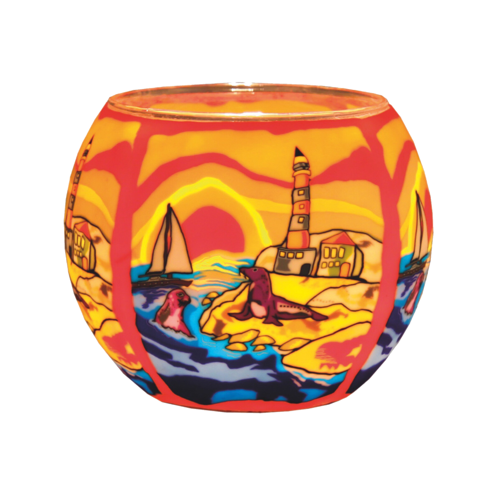 21002 Seaside, 11cm Glowing, Glass Pack of 6