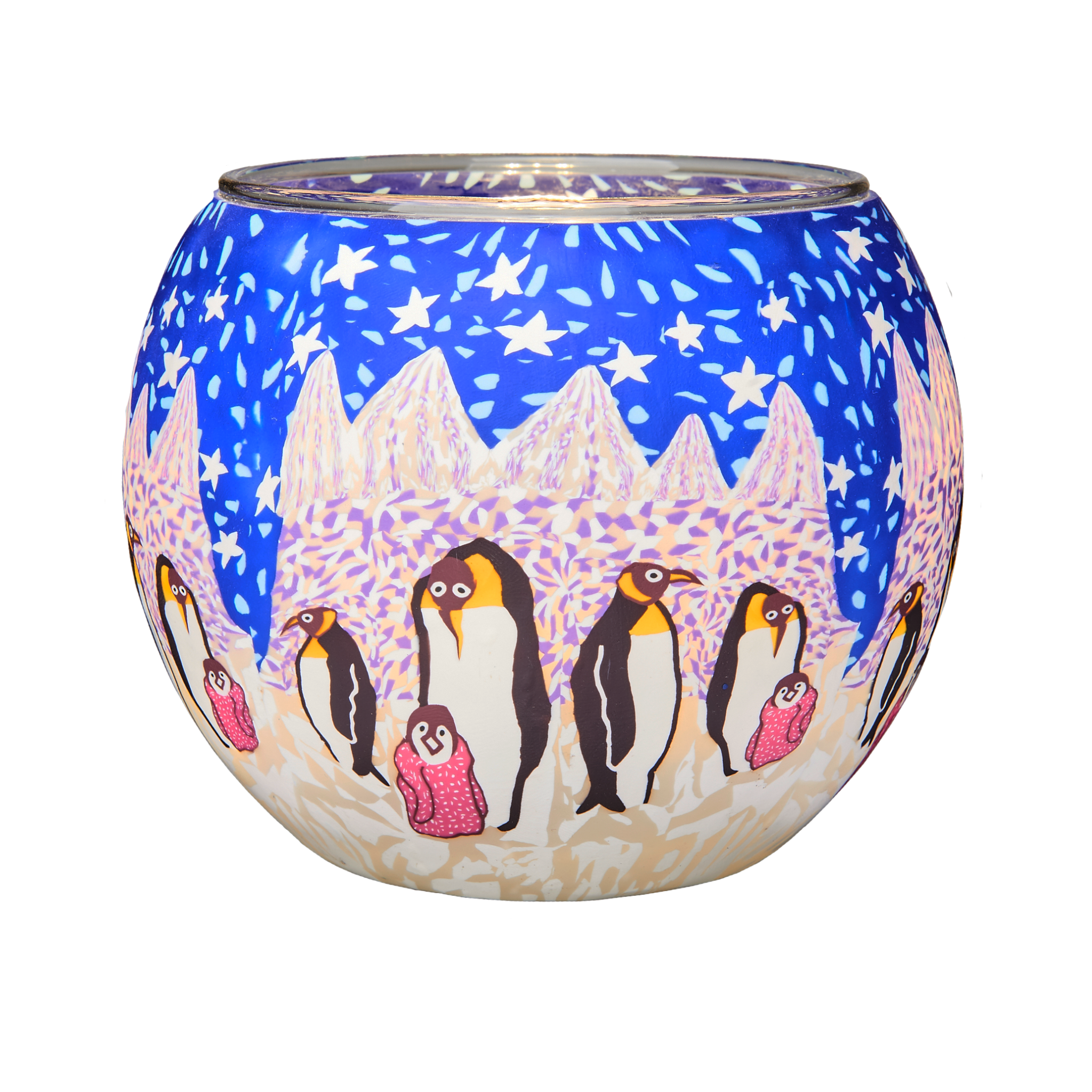 Penguin, 11cm Glowing Glass, Pack of 6