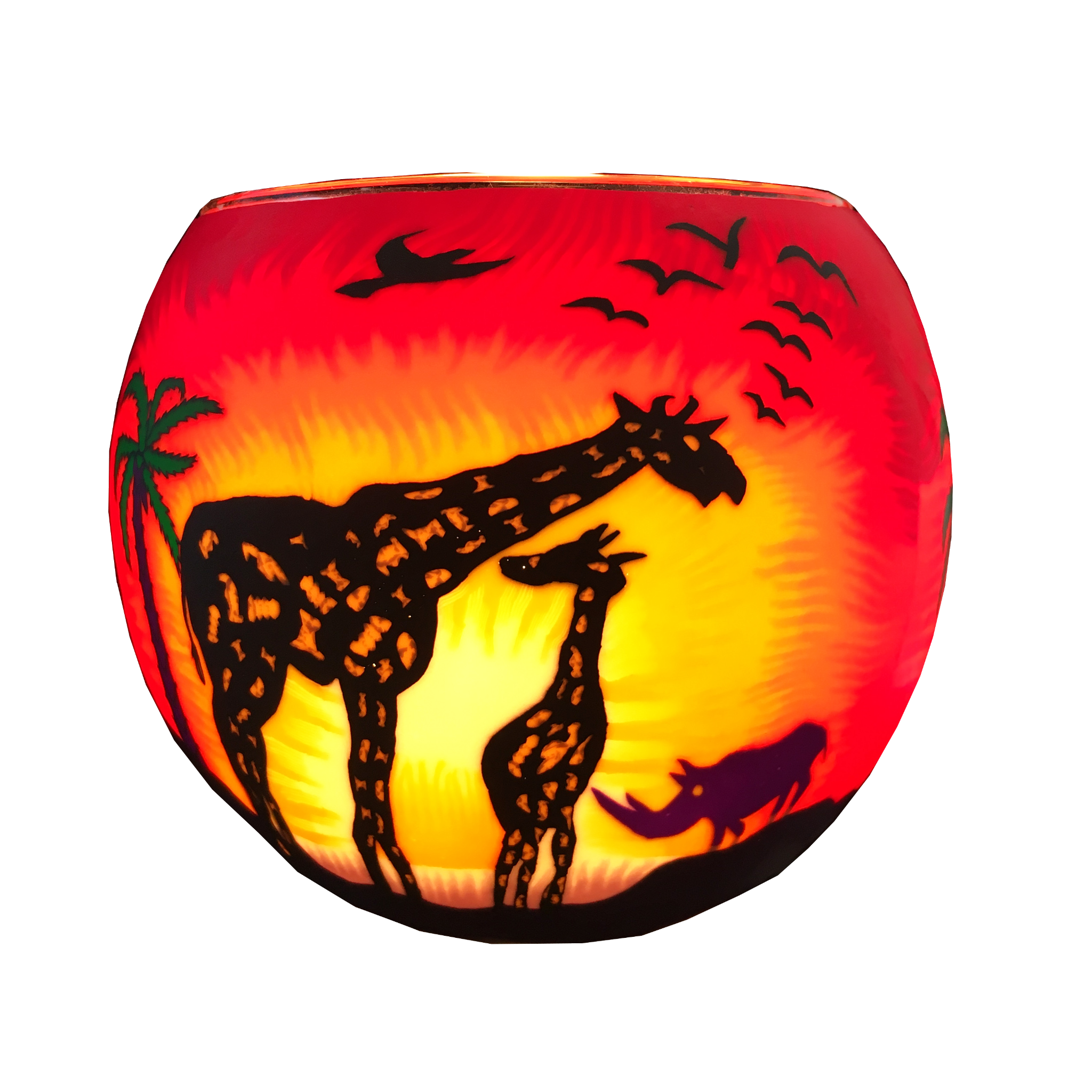 21123 Safari, 11cm Glowing Glass, Pack of 6