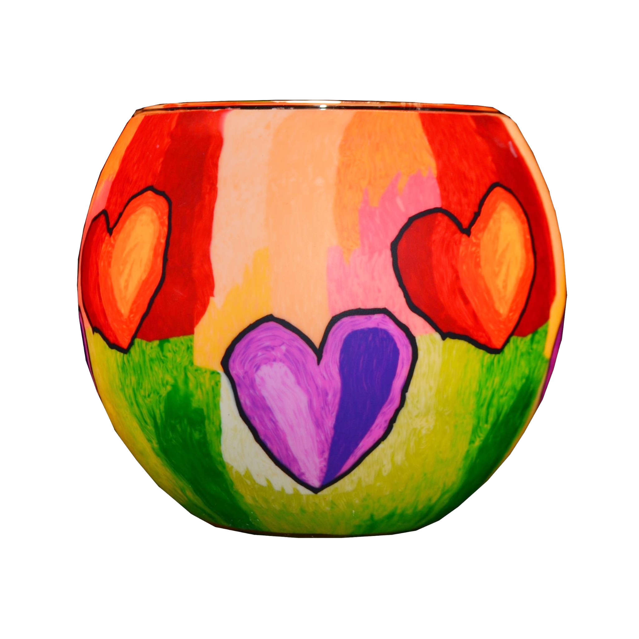 21303 Modern Heart, 11cm Glowing Glass, Pack of 6