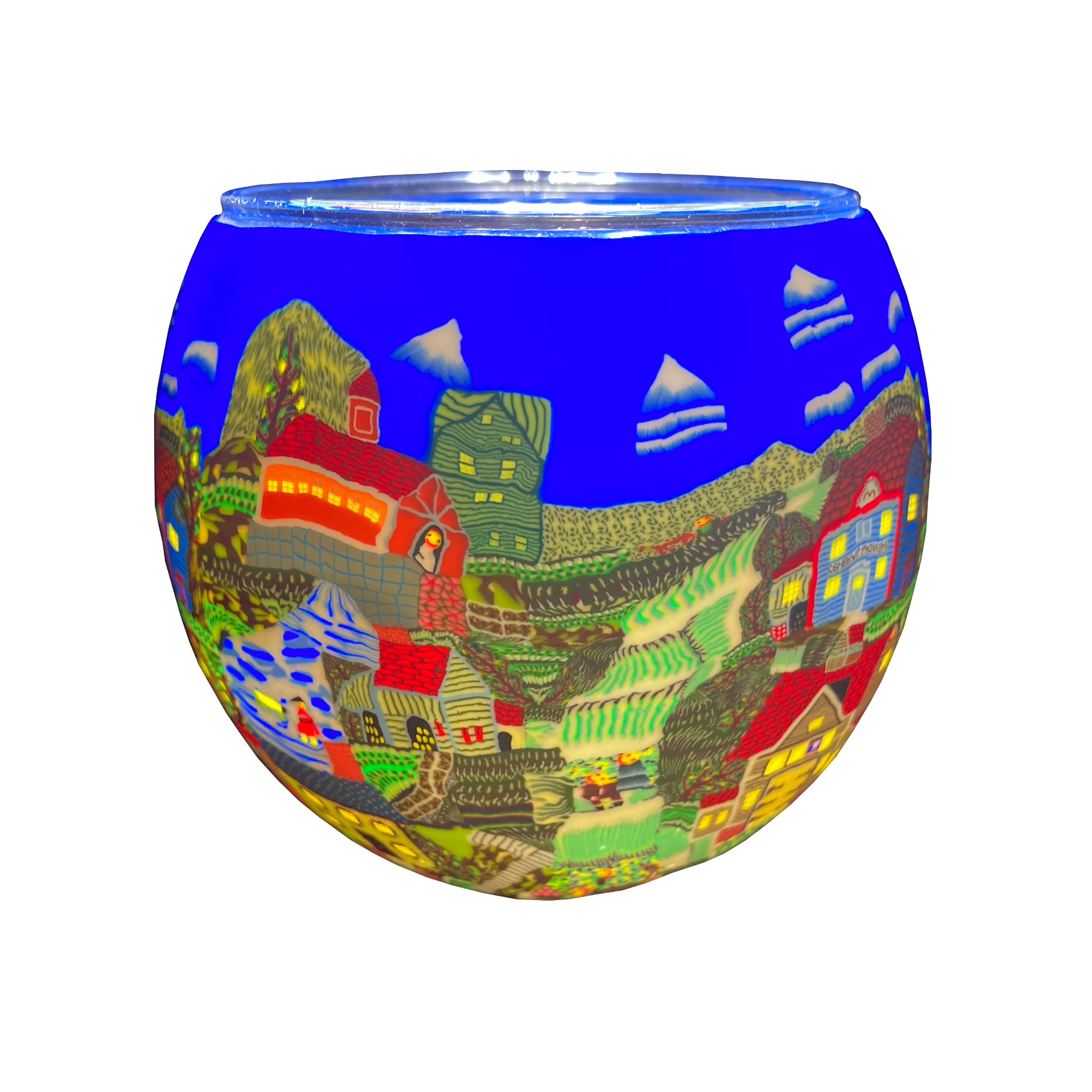 21604 American Village, 11cm Glowing Glass, Pack of 6