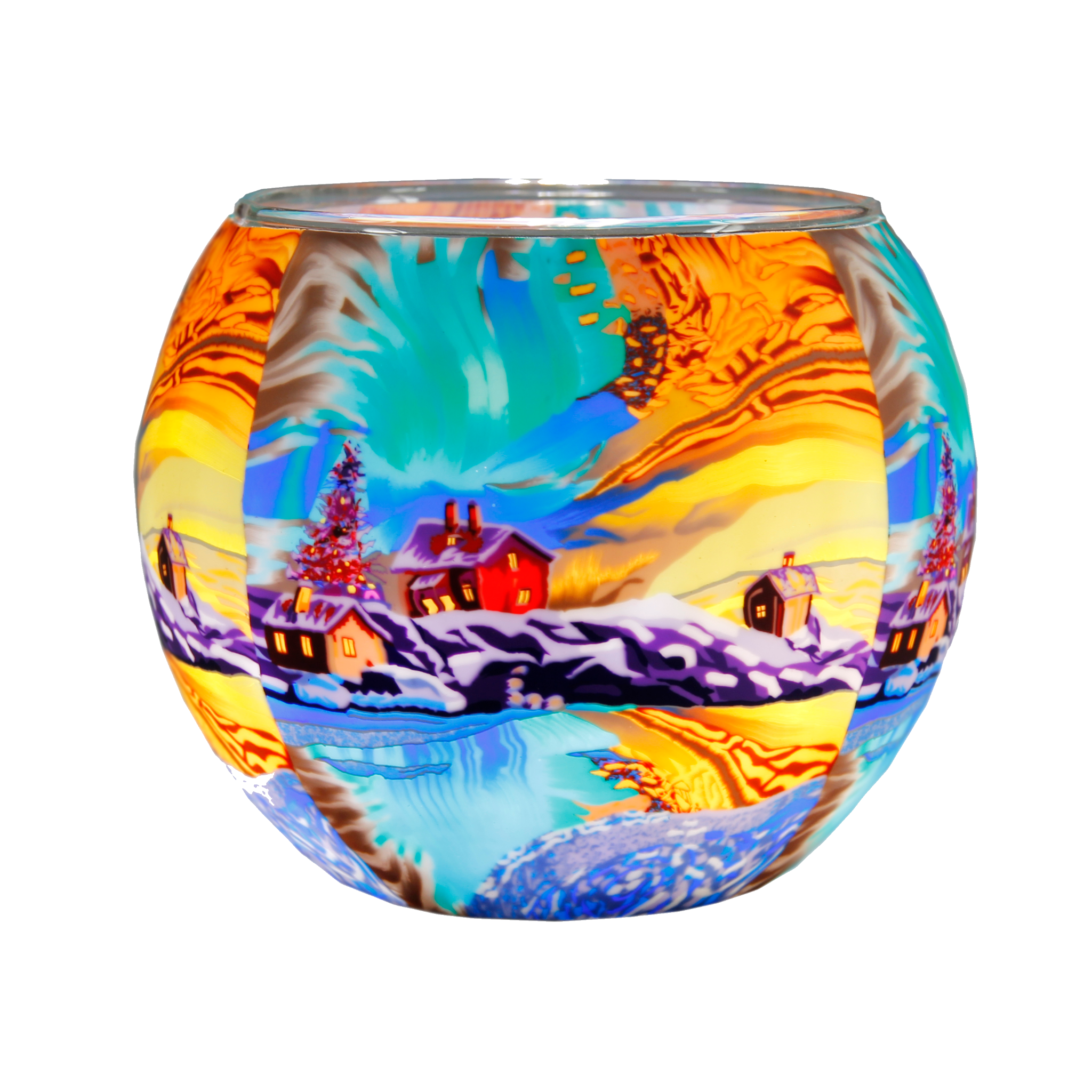 21640 Northern Lights, 11cm Glowing Glass, Pack of 6