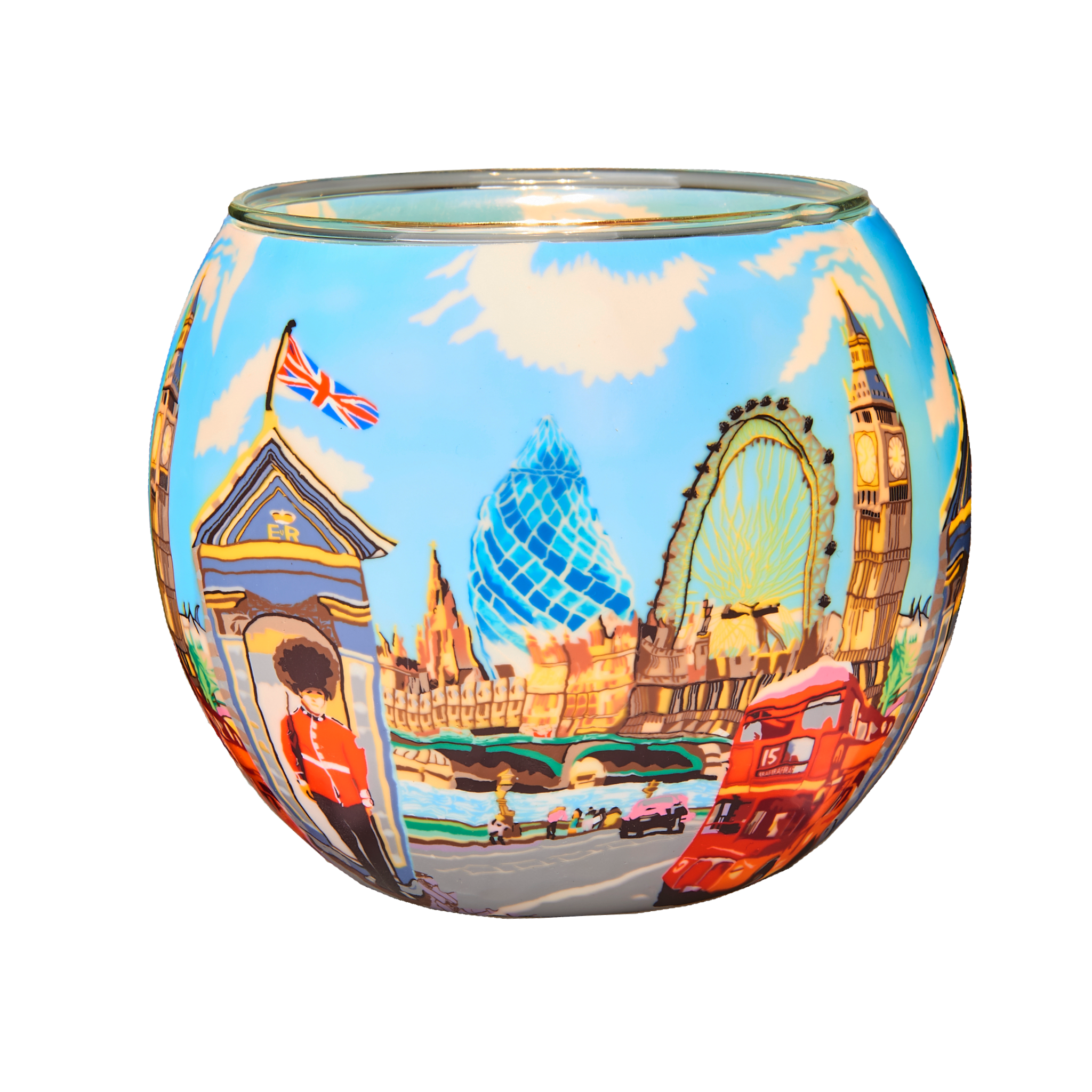 21649 London Life, 11cm Glowing Glass, Pack of 6