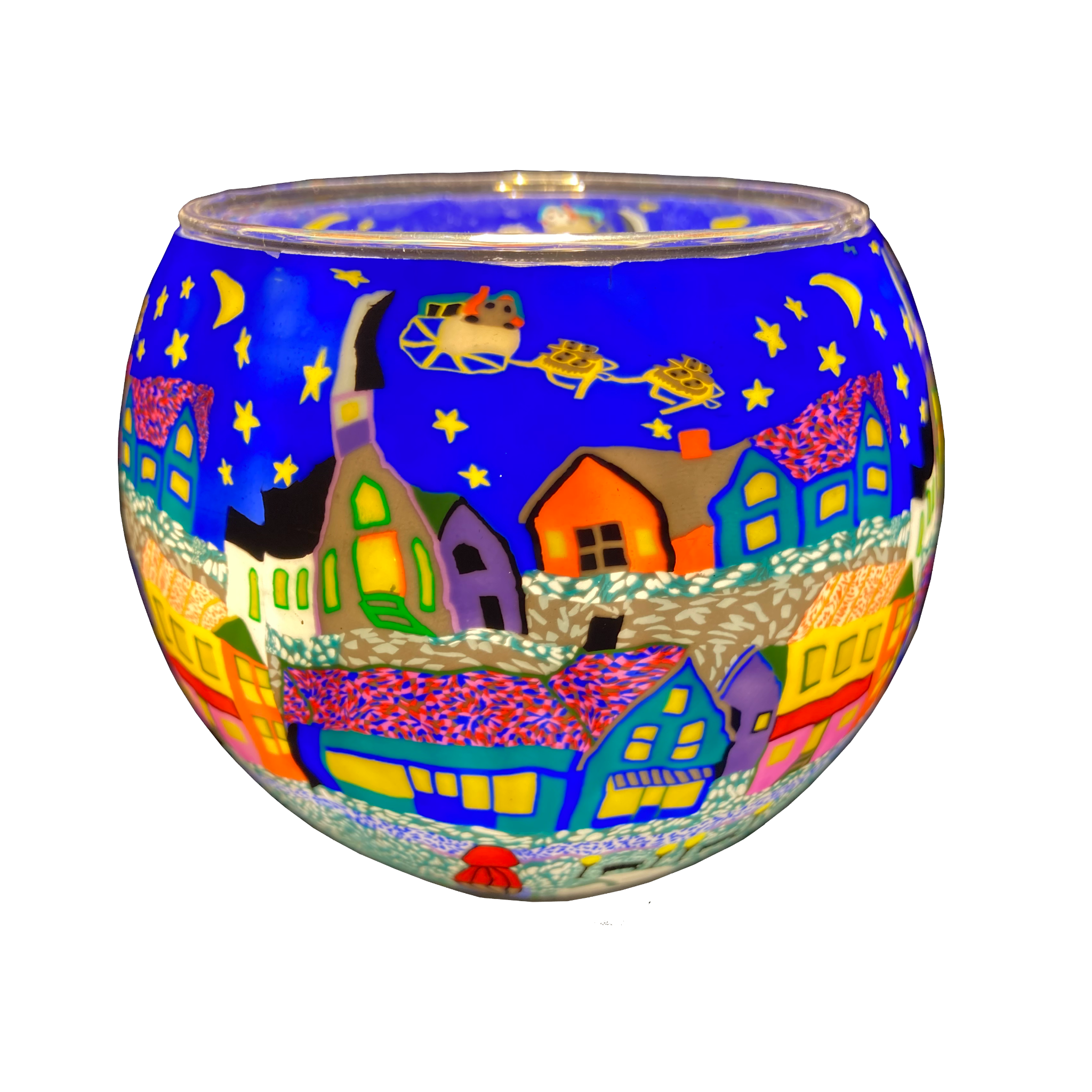 21808 Holy Night, 11cm Glowing Glass, Pack of 6