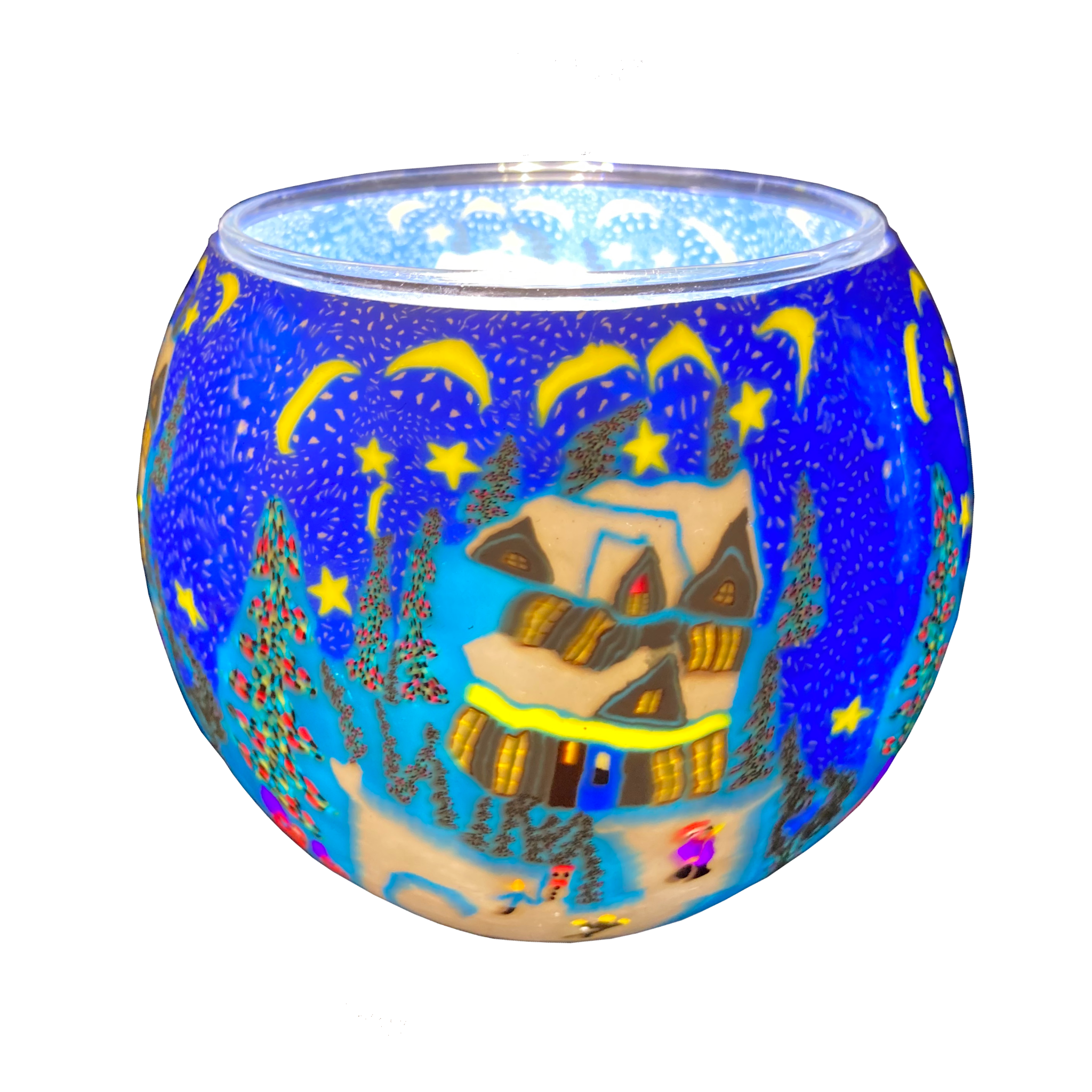 21814 Winter, 11cm Glowing Glass, Pack of 6