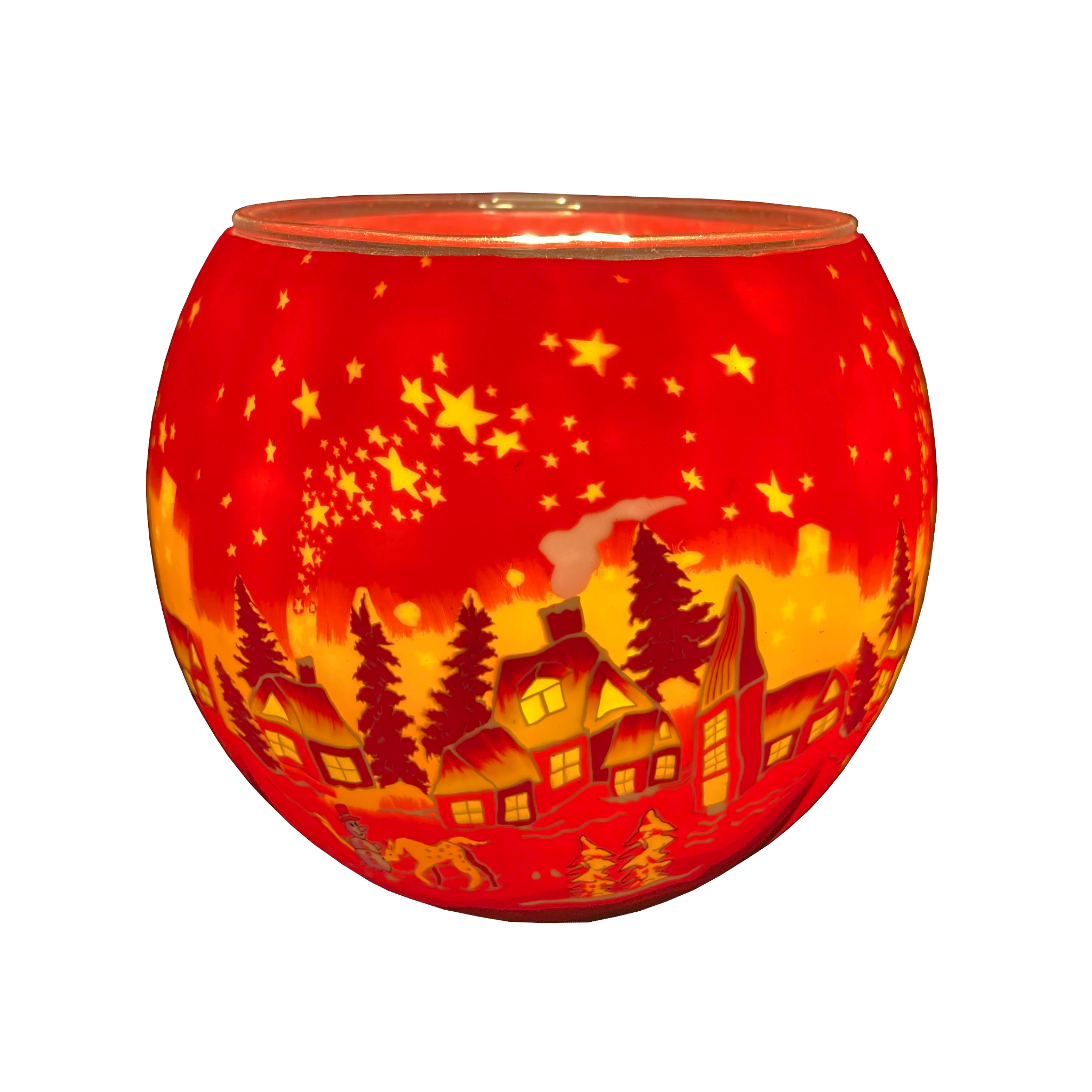 21831 Winter Village, 11cm Glowing Glass, Pack of 6