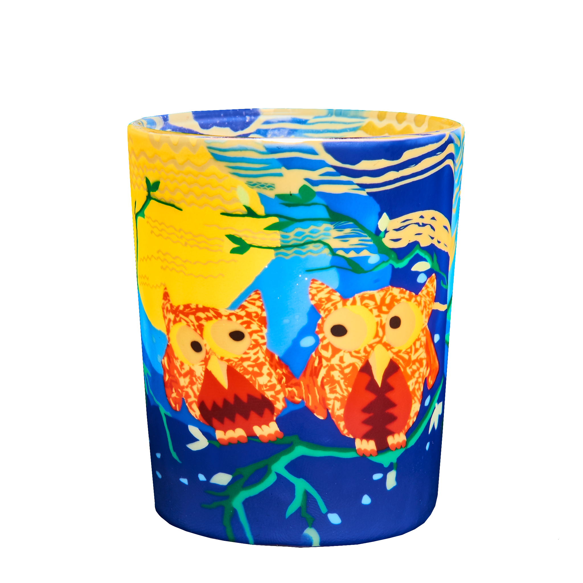 Red Owls Votive Glowing Glass, Pack of 6