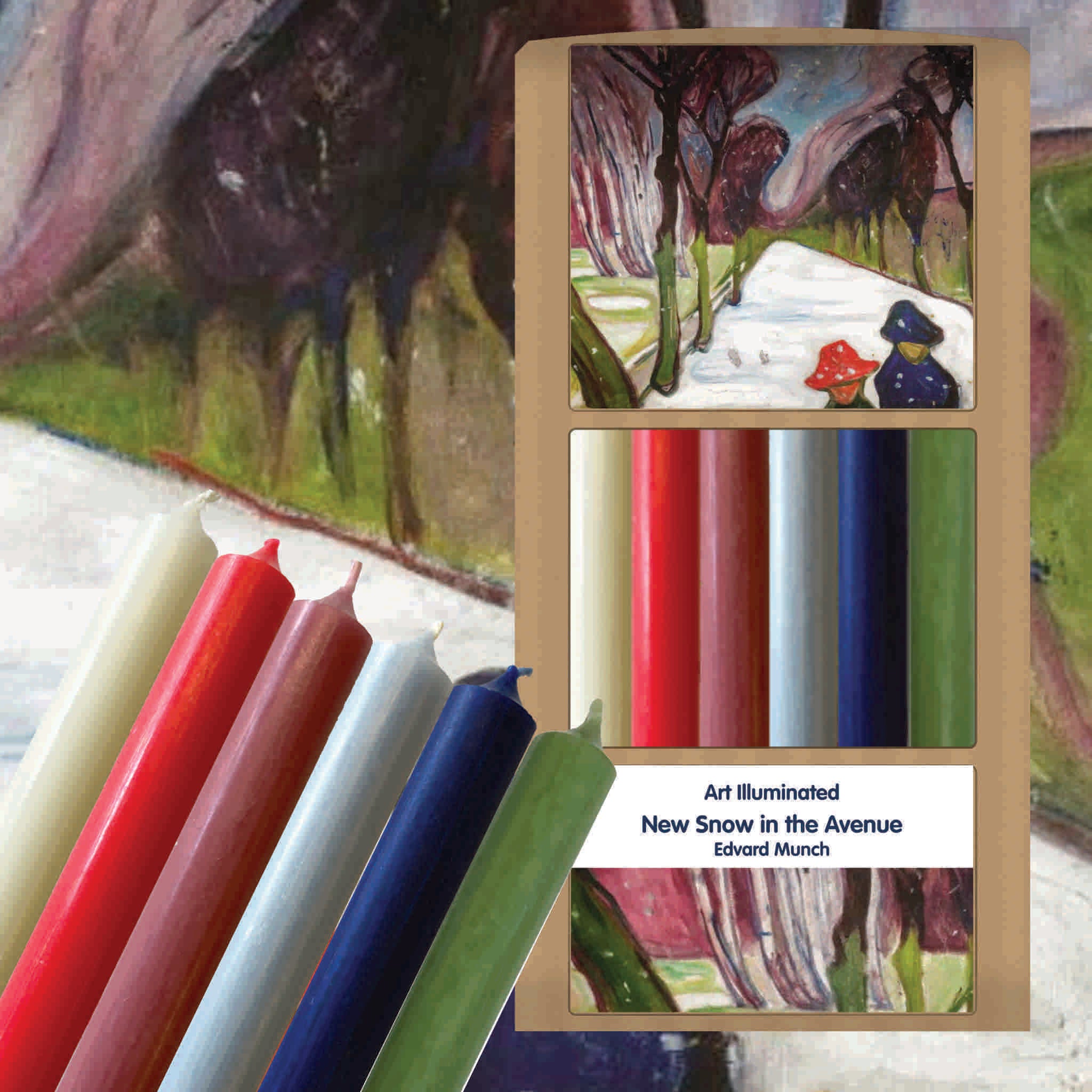 Munch – New Snow in the Avenue – Case of 6 Dinner Candle Sets