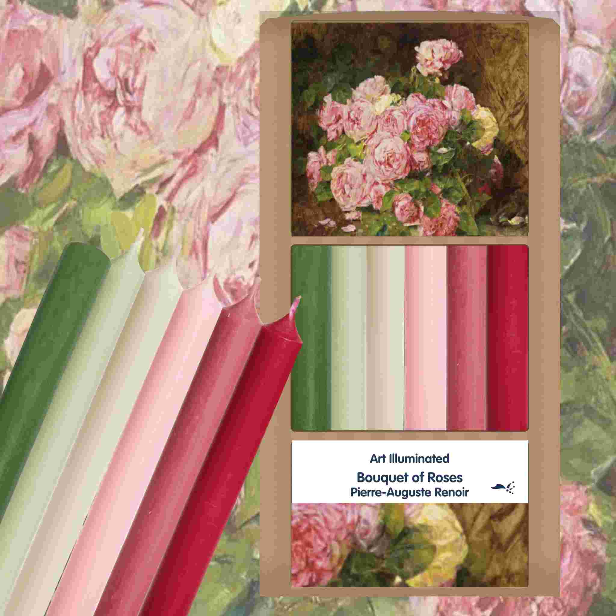 Renoir – Bouquet of Roses – Case of 6 Dinner Candle Sets