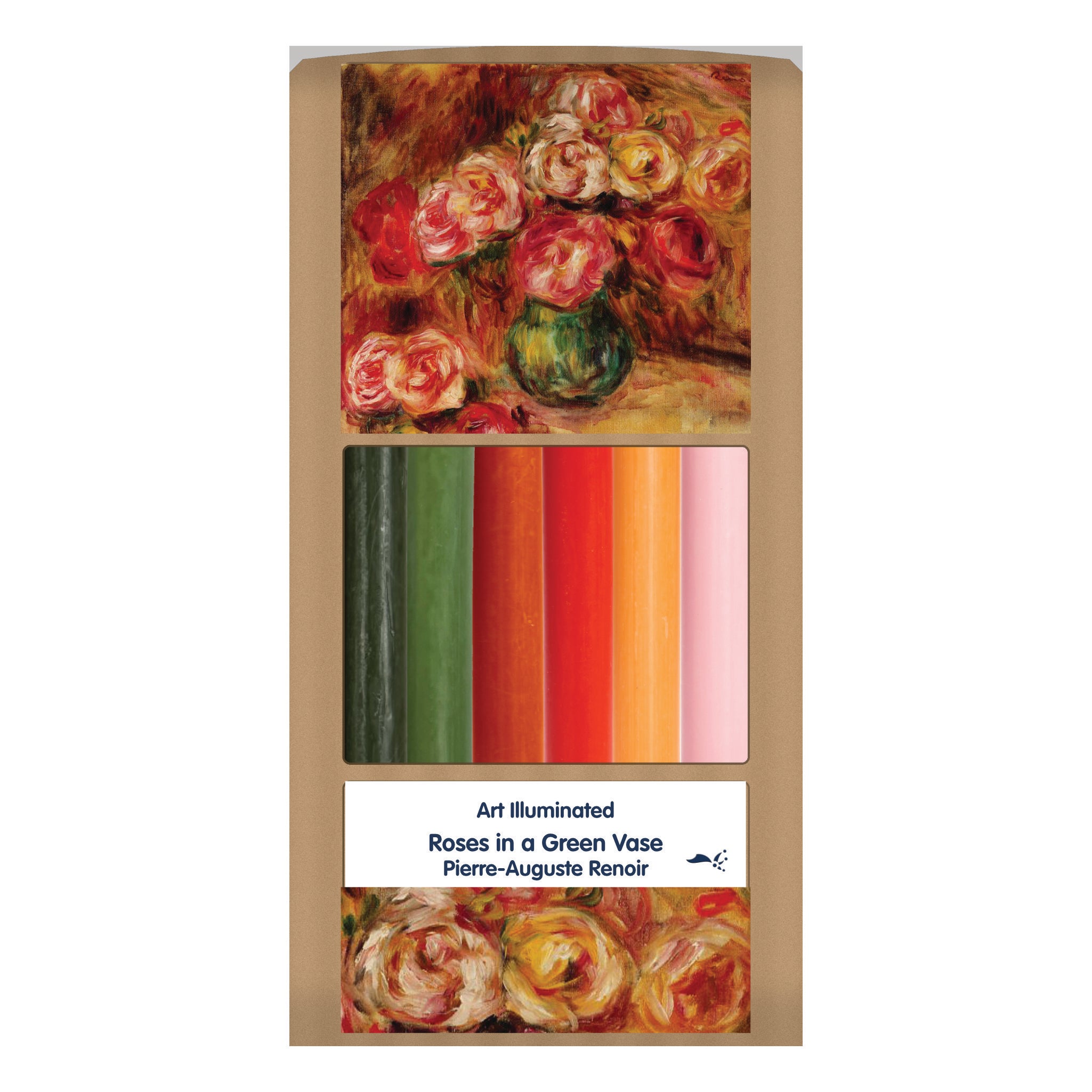 Renoir – Roses in a Green Vase – Case of 6 Dinner Candle Sets