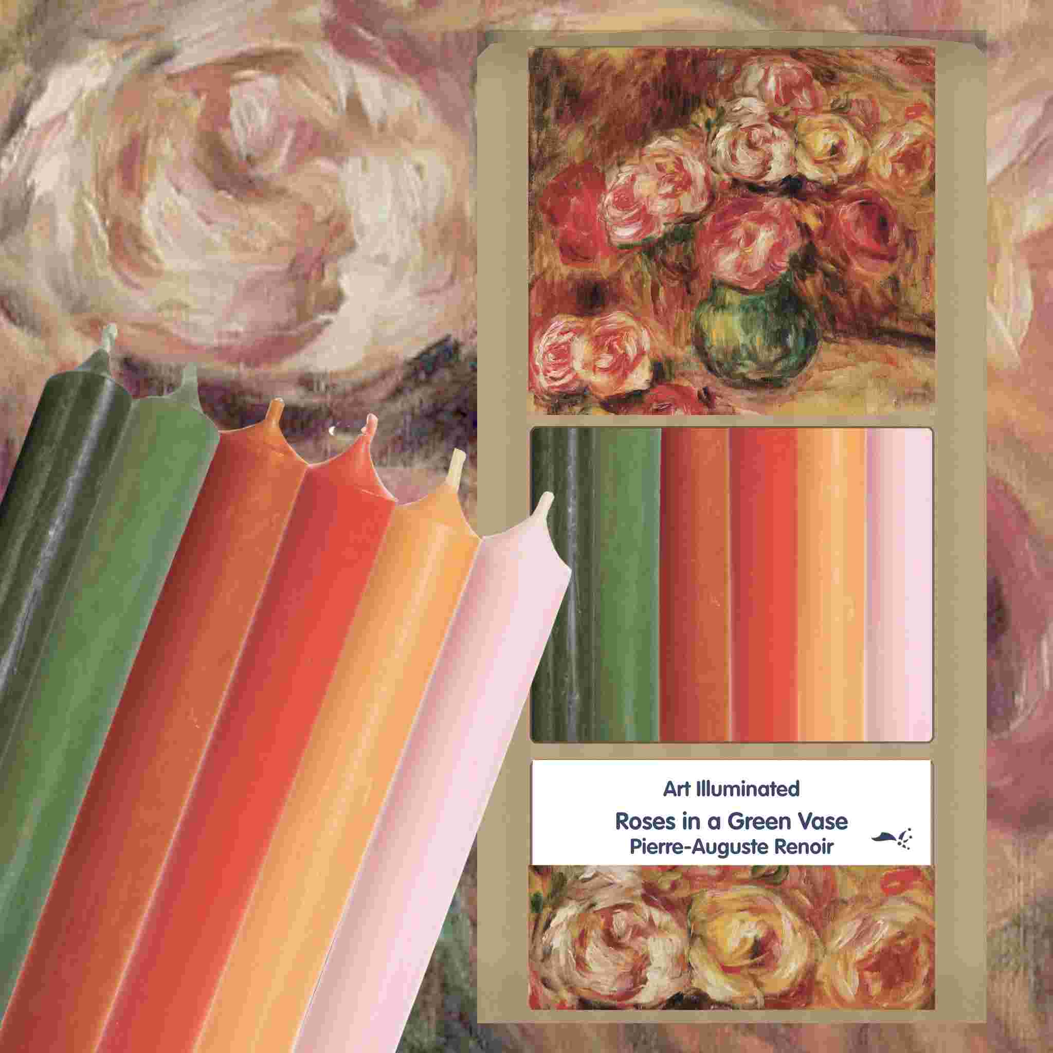 Renoir – Roses in a Green Vase – Case of 6 Dinner Candle Sets