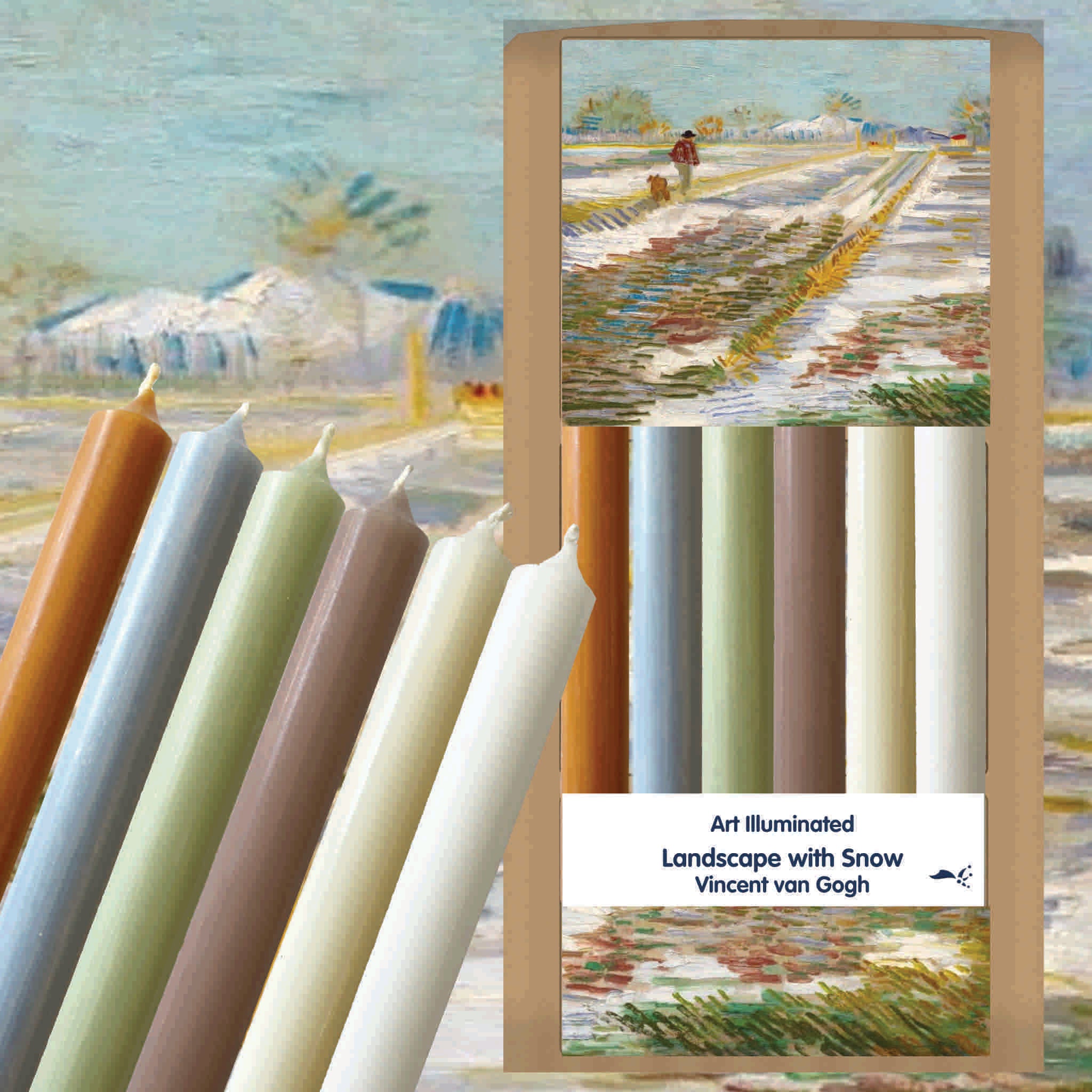 Van Gogh – Landscape with Snow – Case of 6 Dinner Candle Sets