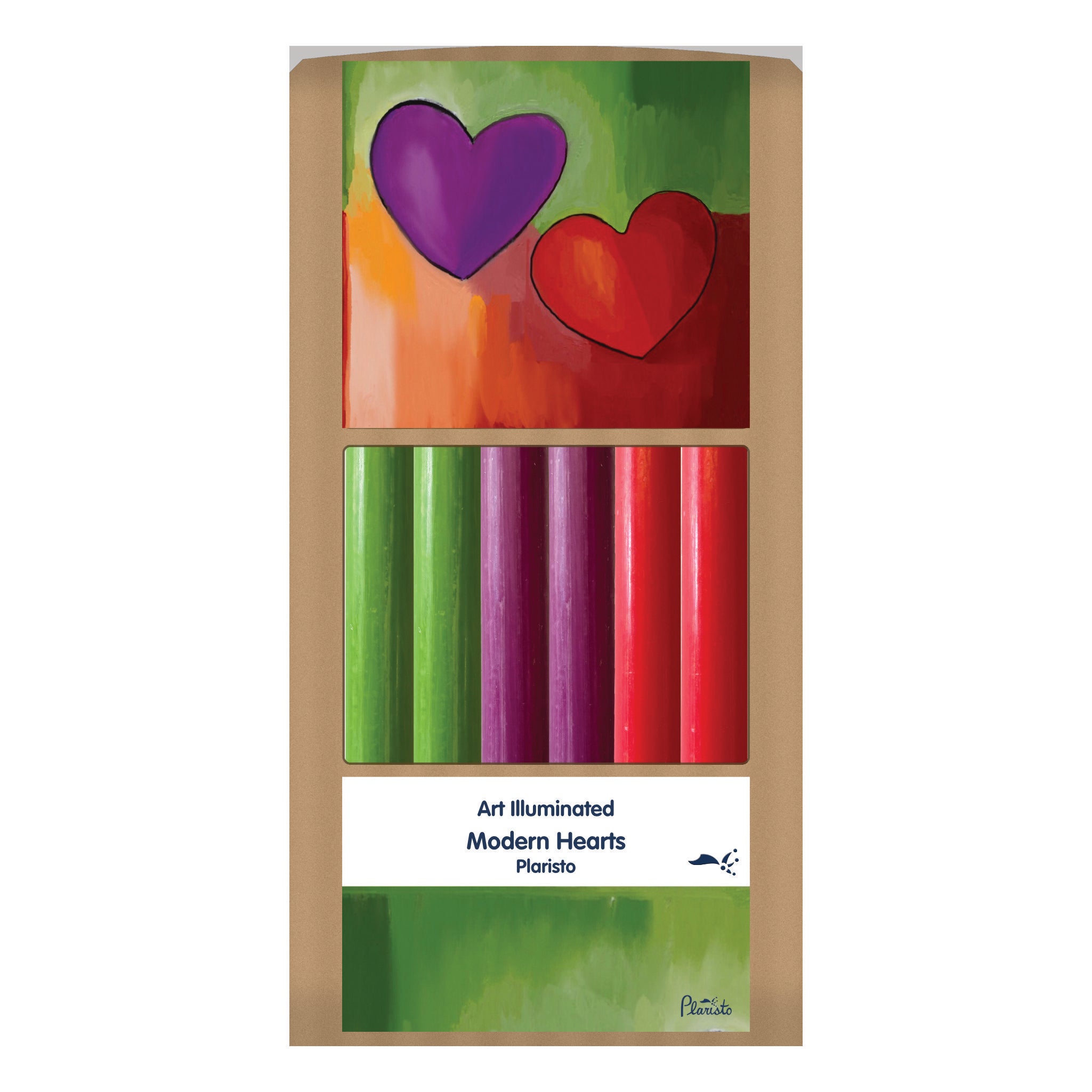 Plaristo – Modern Hearts – Case of 6 Dinner Candle Sets