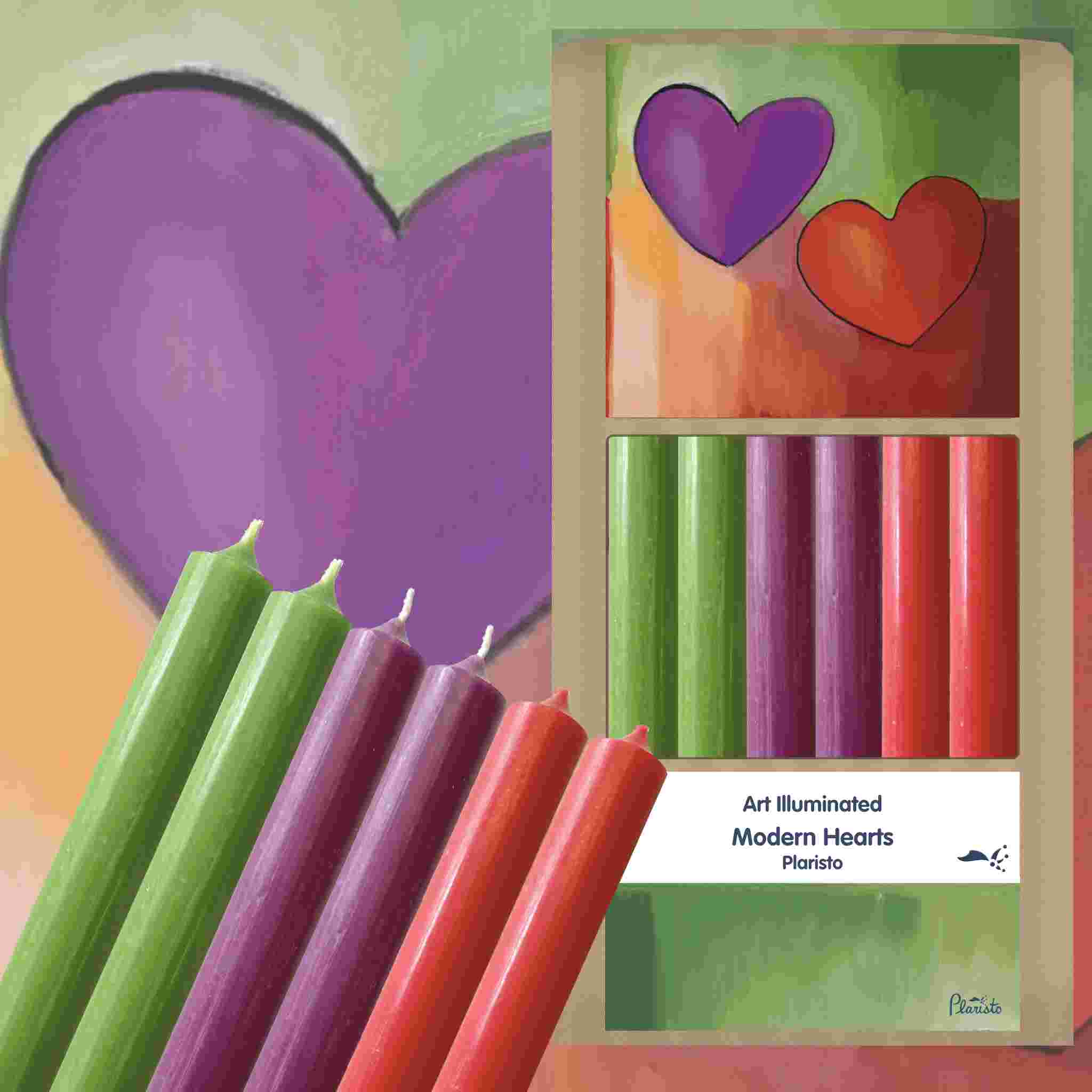 Plaristo – Modern Hearts – Case of 6 Dinner Candle Sets