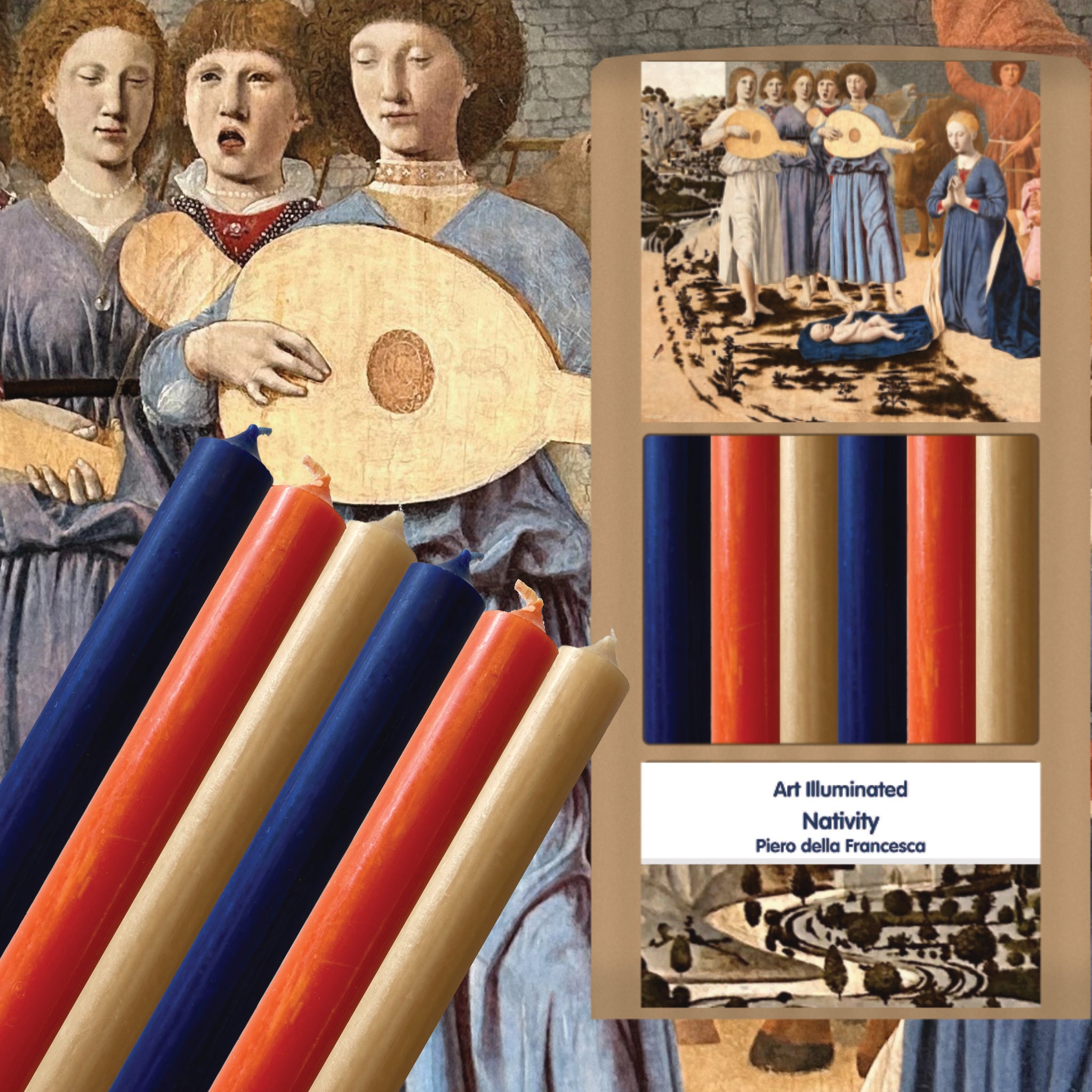 Piero della Francesca – Nativity – Case of 6 Dinner Candle Sets