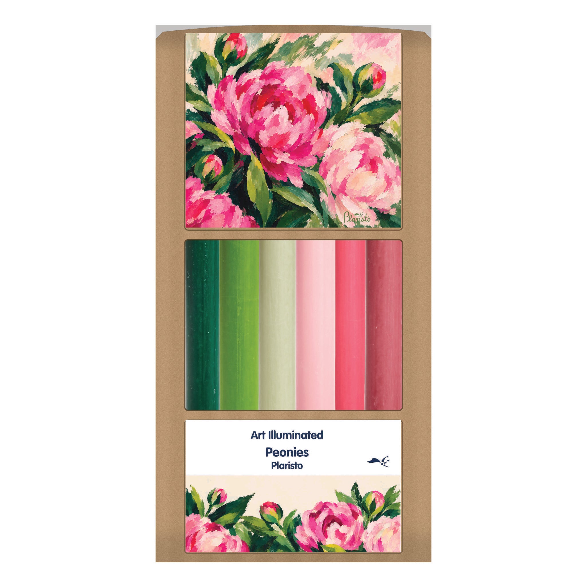 Plaristo – Peonies – Case of 6 Dinner Candle Sets