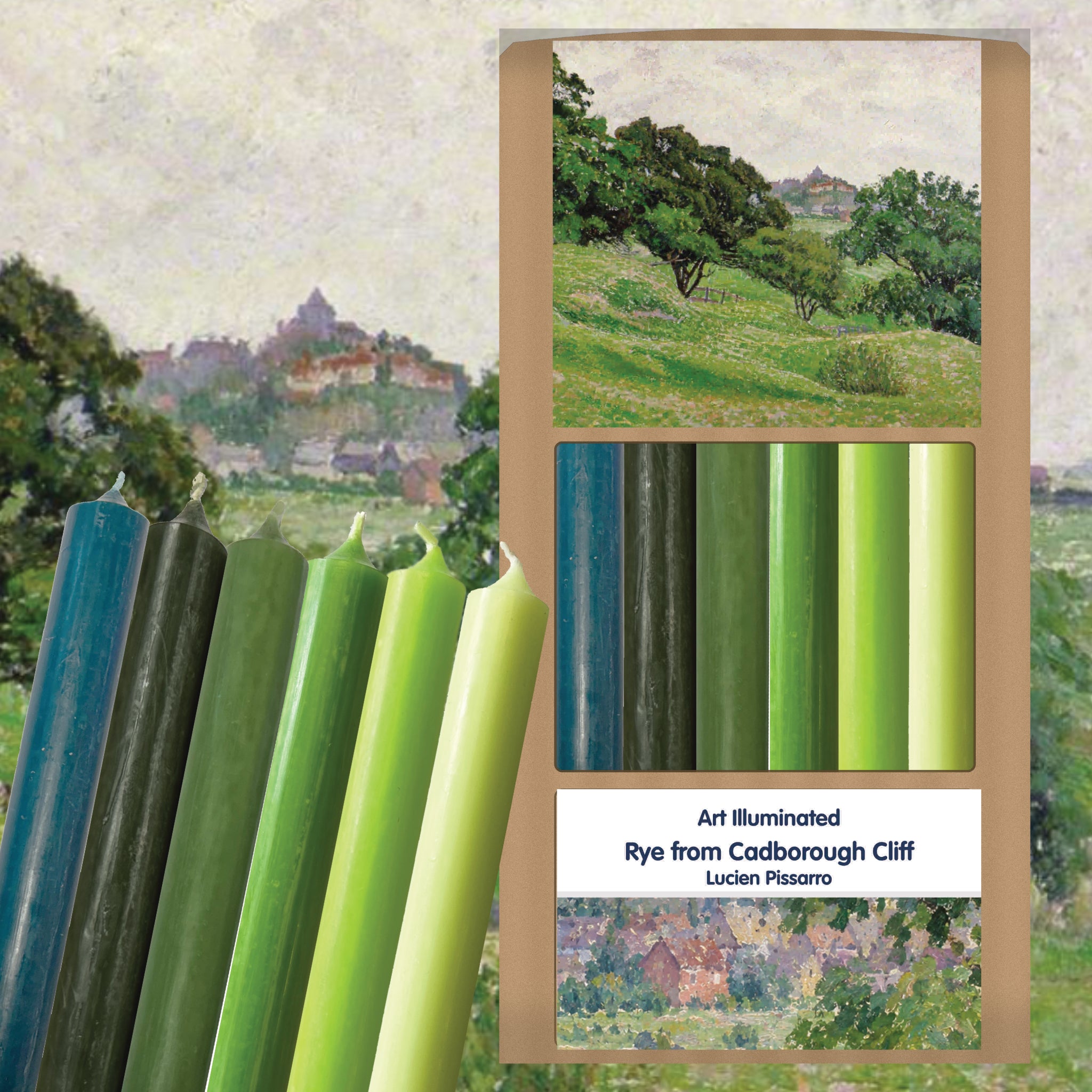 Pissarro – Rye from Cadboro Cliff – Grey Morning – Case of 6 Dinner Candle Sets