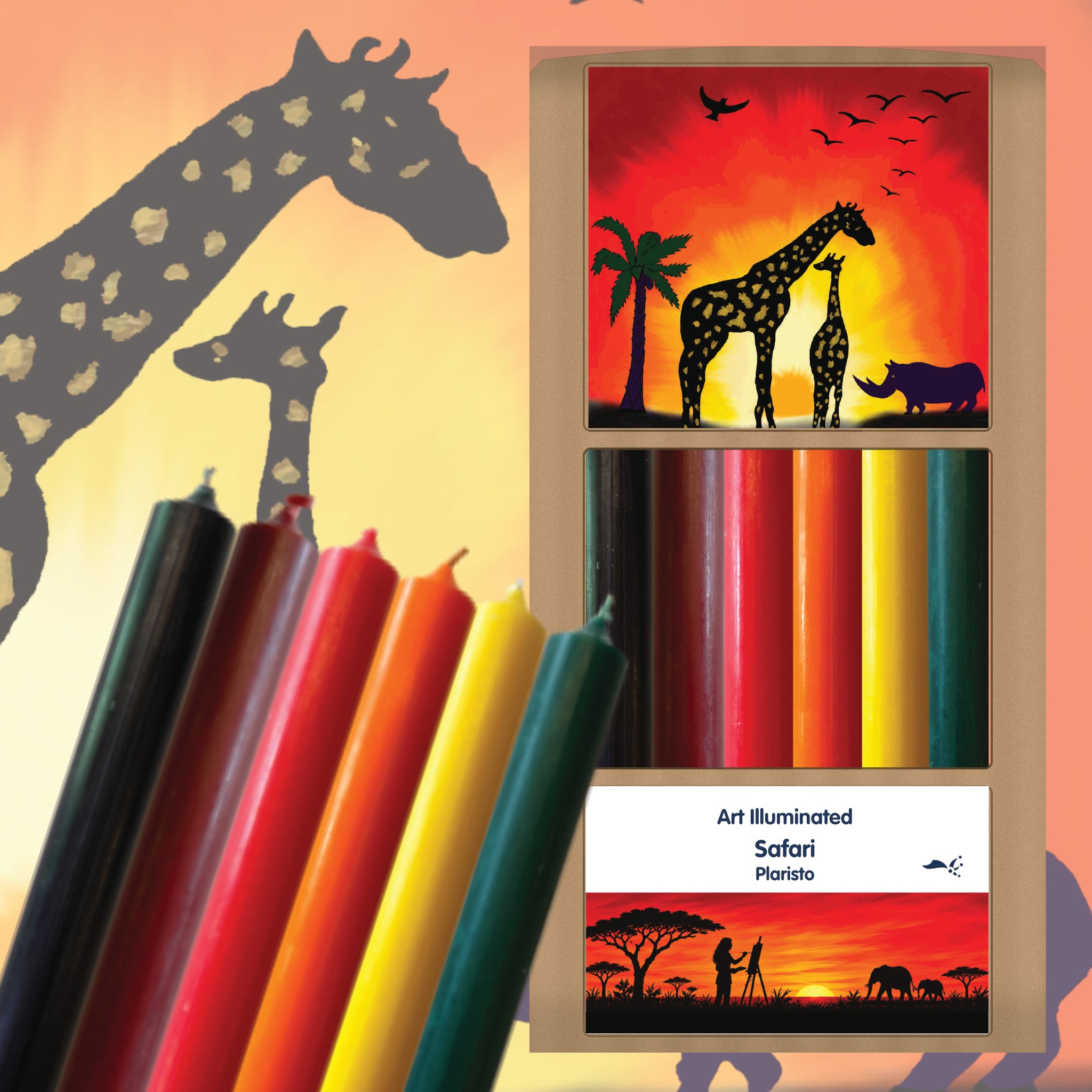 Plaristo – Safari – Case of 6 Dinner Candle Sets