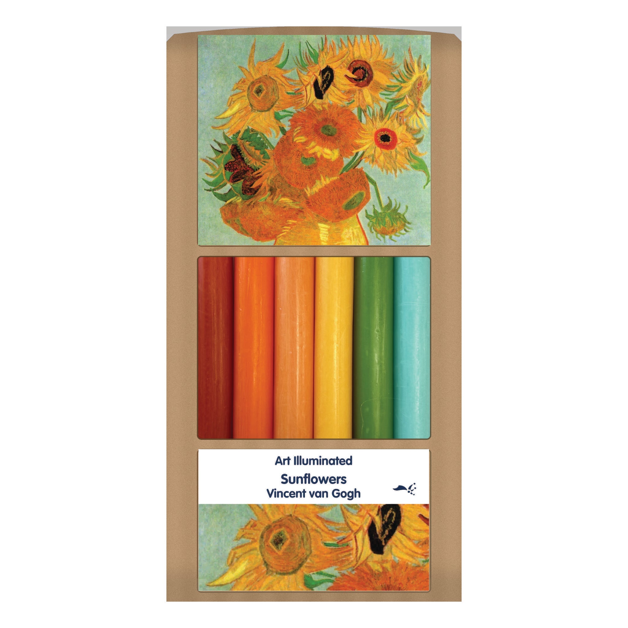 Van Gogh – Sunflowers – Case of 6 Dinner Candle Sets