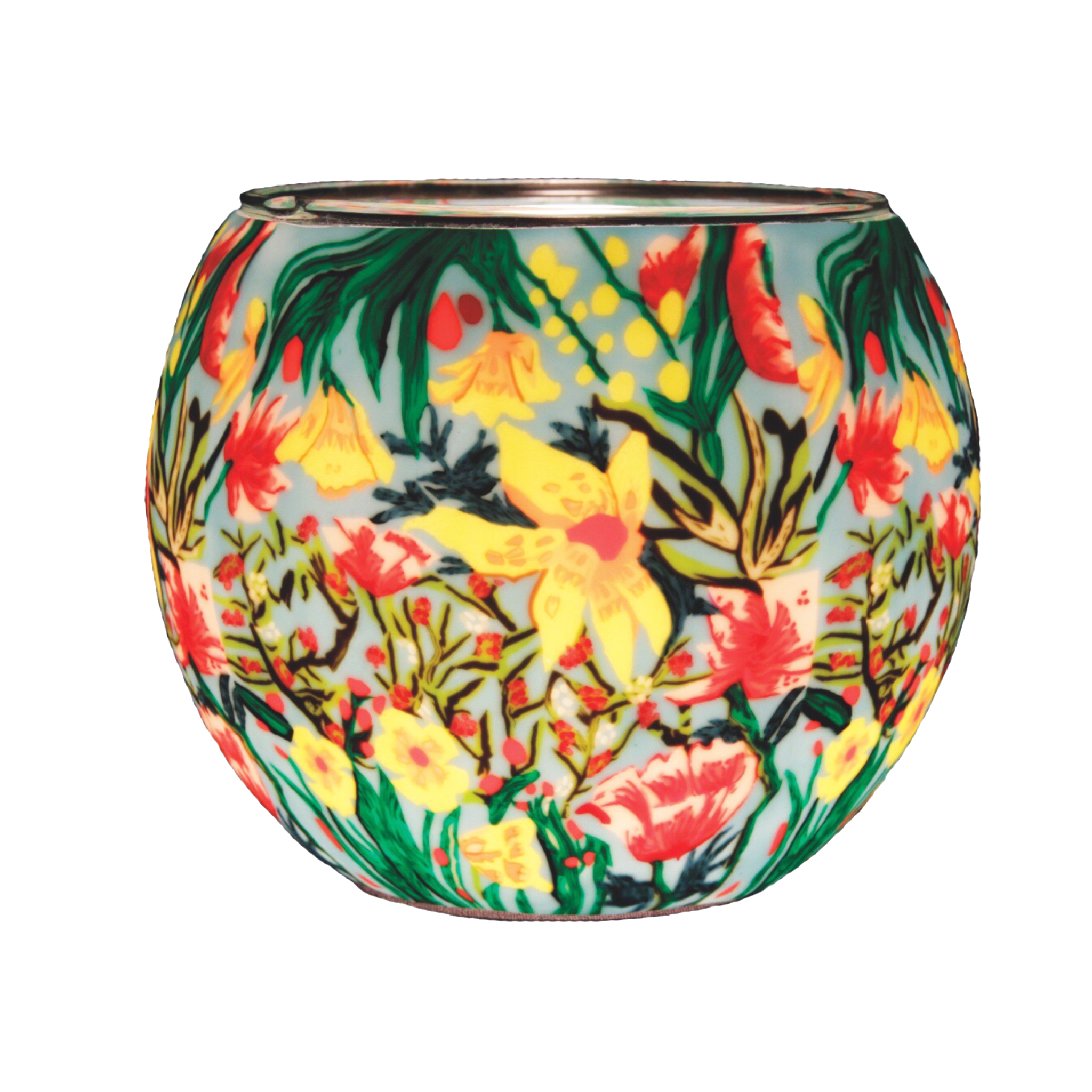 21412 Tropical Flowers, 11cm Glowing Glass, Pack of 6