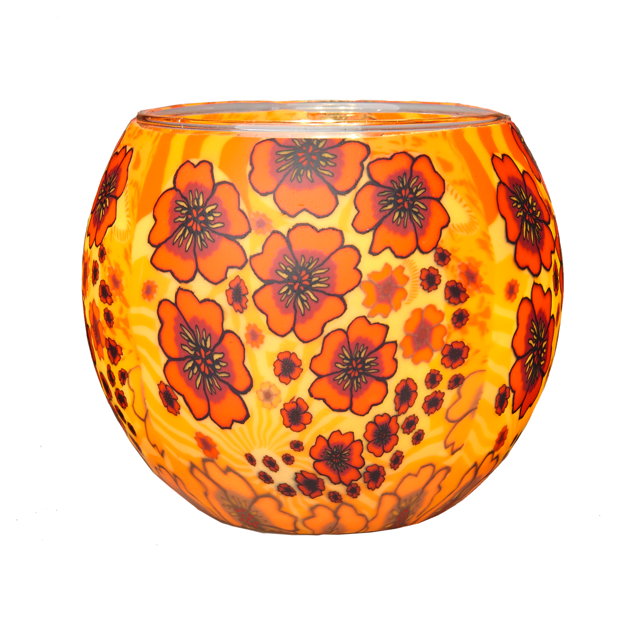 21418 Poppy, 11cm Glowing Glass, Pack of 6
