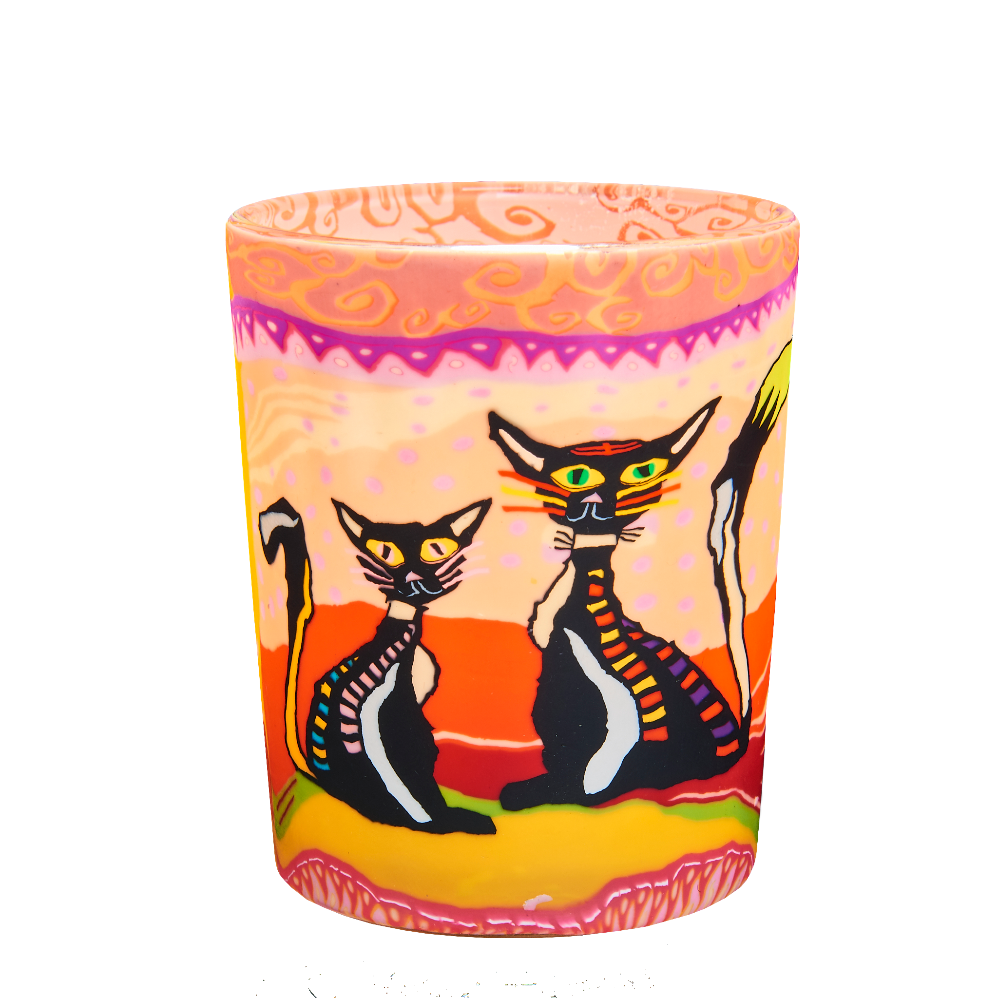 Two Cats Votive Glowing Glass, Pack of 6