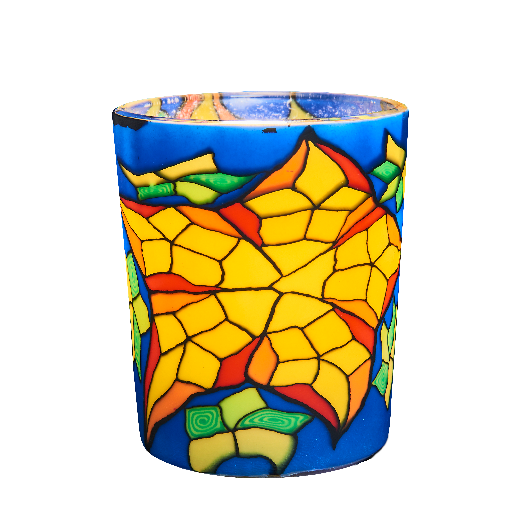 Stained Glass Votive Glowing Glass, Pack of 6
