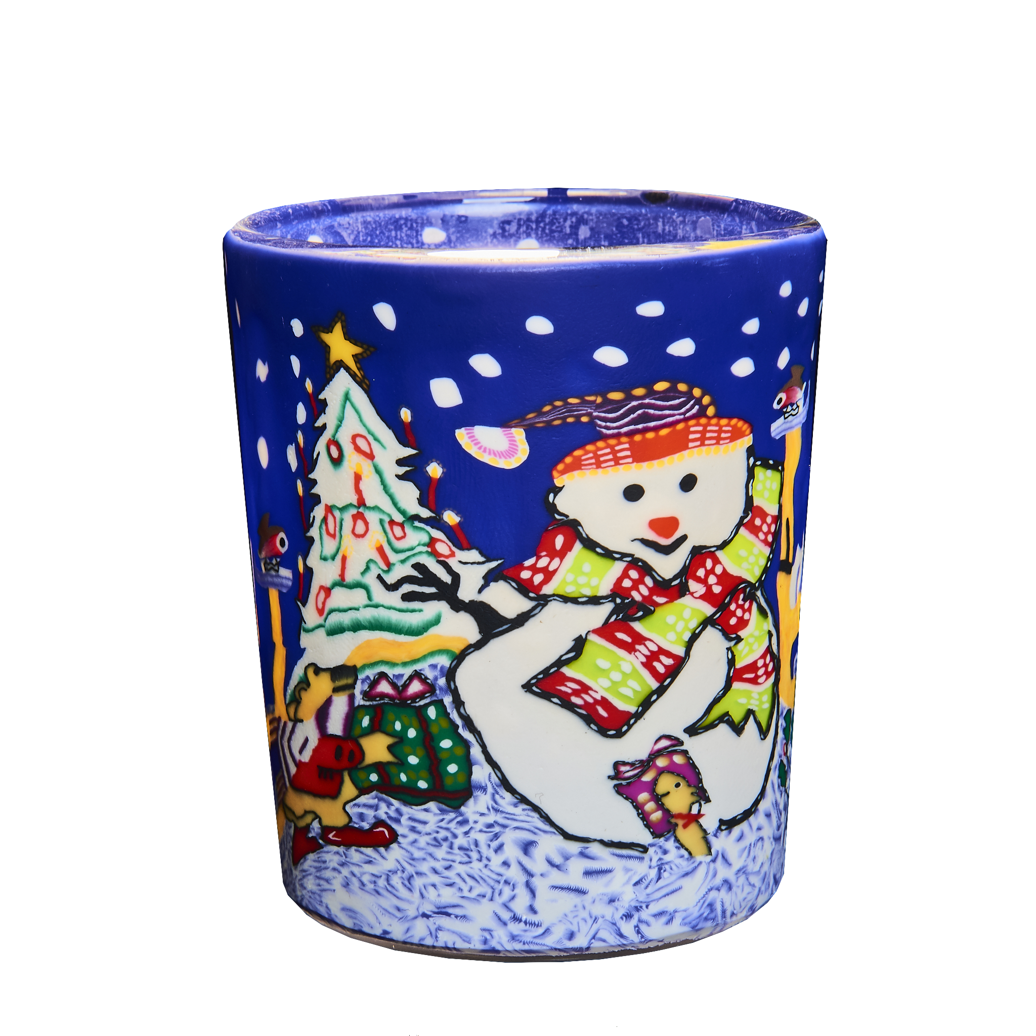 Snowman Votive Glowing Glass, Pack of 6