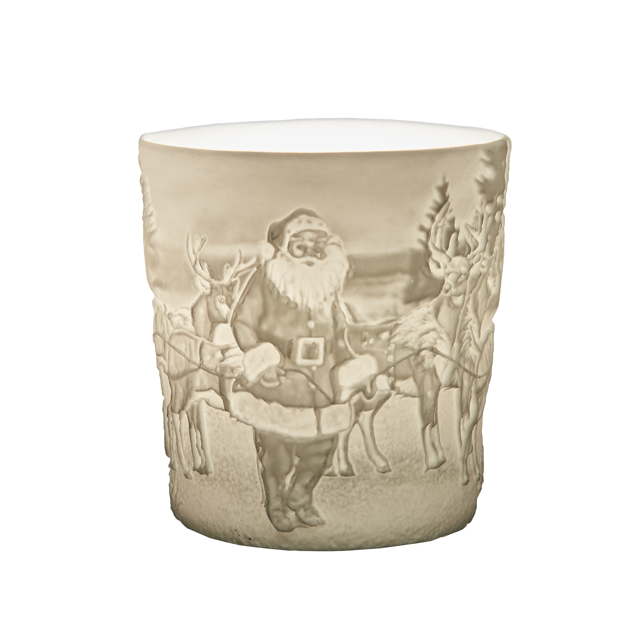 Santa & Reindeer Porcelain Votive Pack of 6