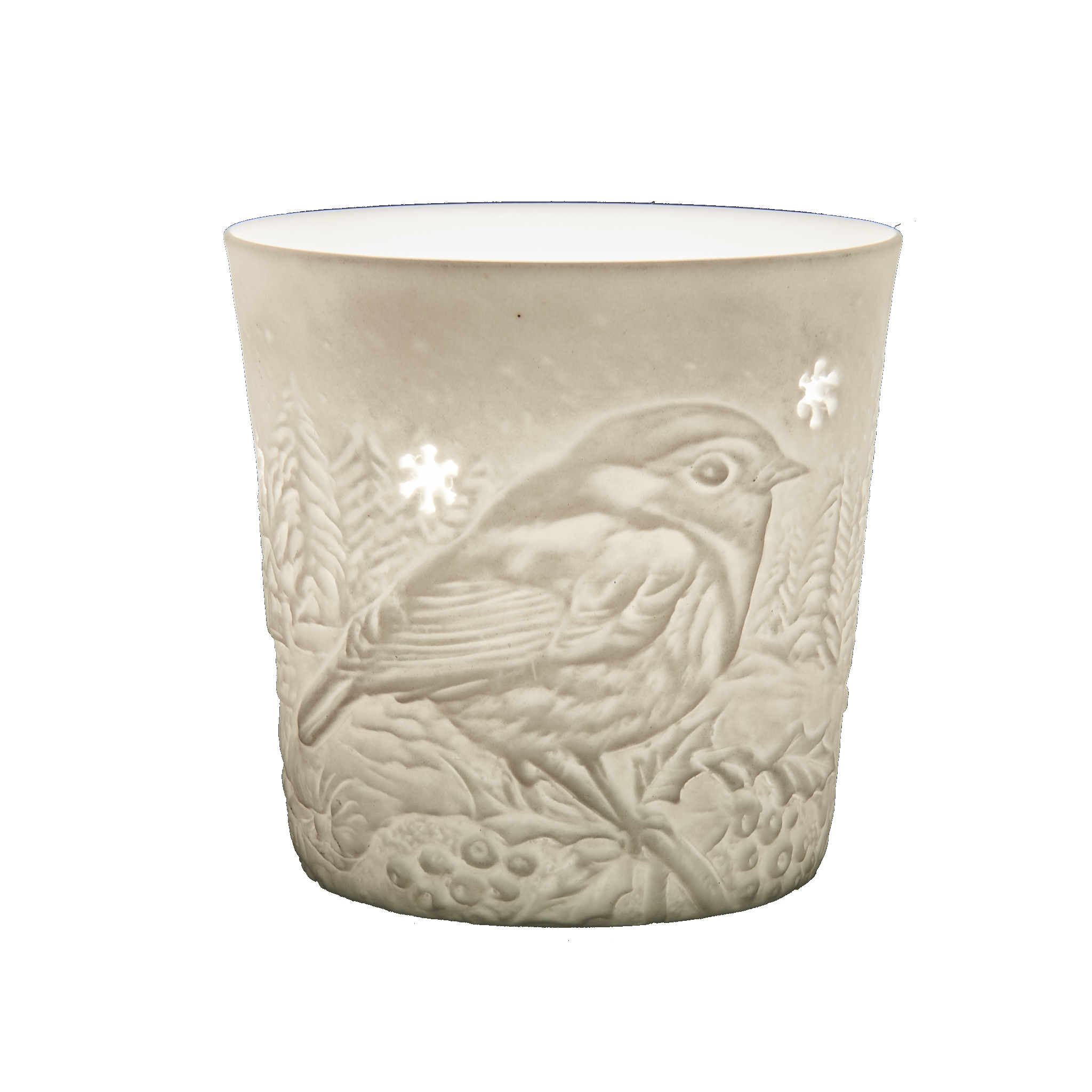 Bird in Wintertime Porcelain Votive Pack of 6