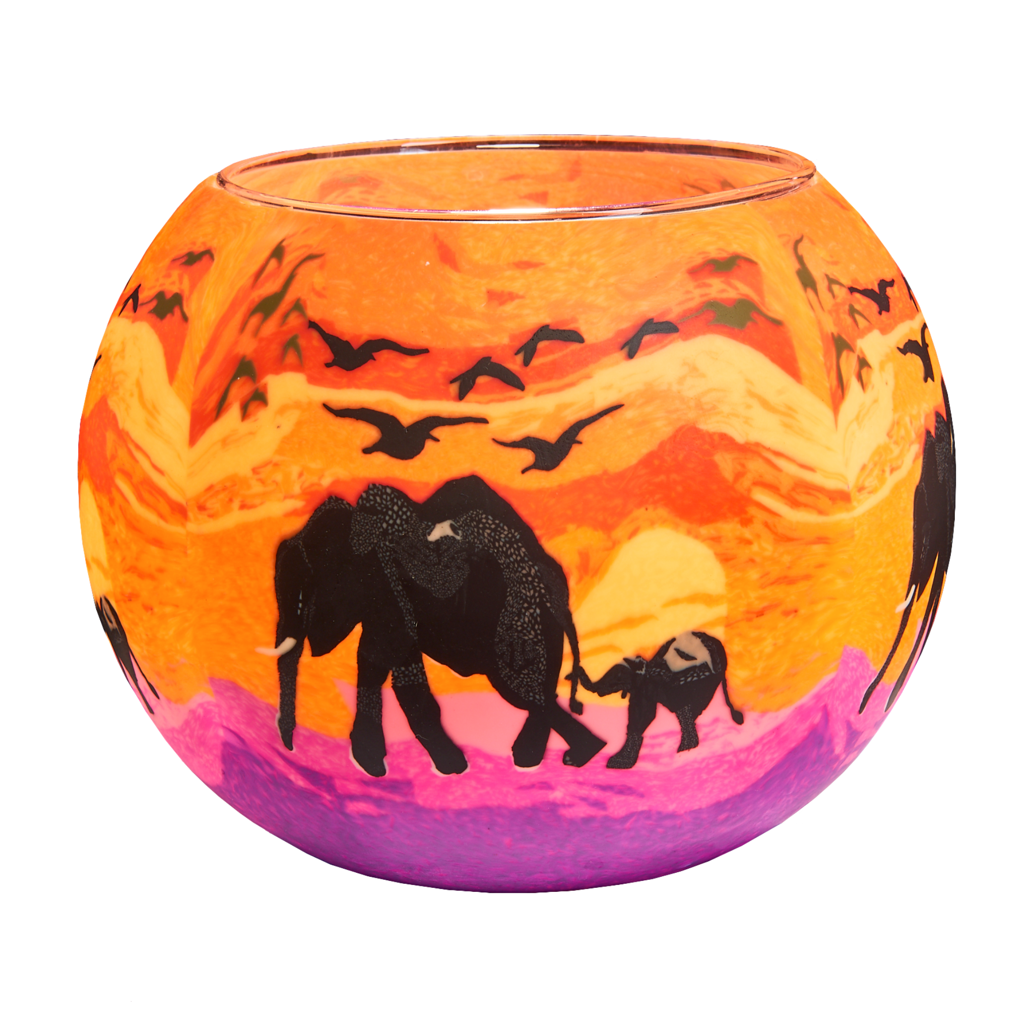 XL Elephant and Baby 15cm Glowing Glass Pack of 4